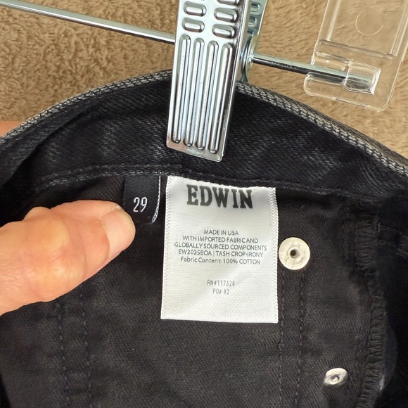 Edwin Lark Womens Tash Crop Relaxed Jeans Size 29 Black Mid Rise Button Fly - Picture 4 of 15